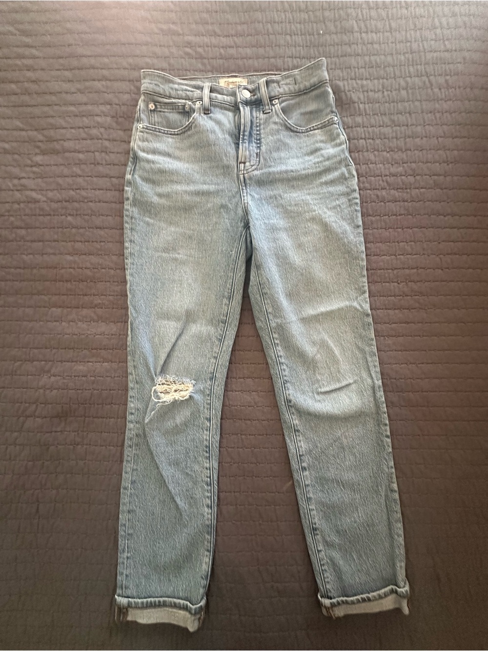 Madewell Light Blue Straight-Leg High-Rise Jeans 26